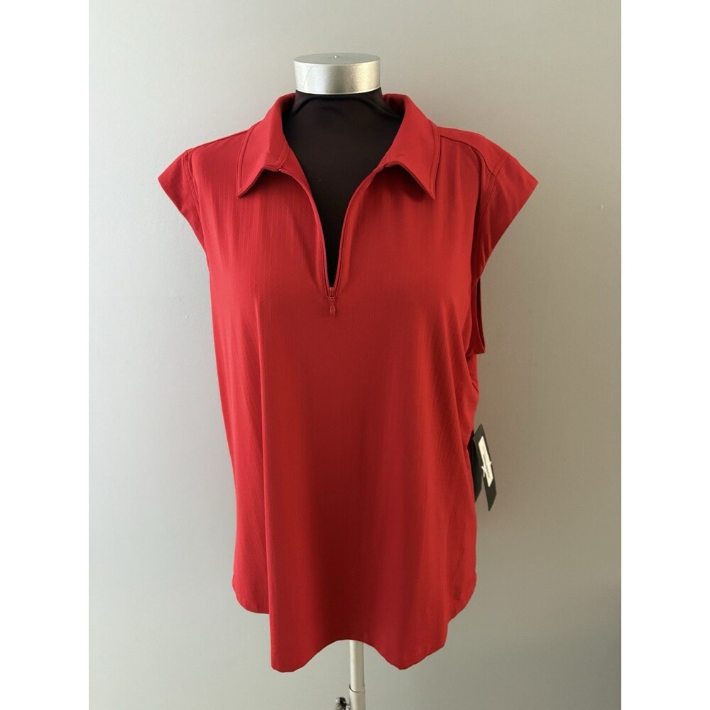 IBKUL 1/4 Zip Top Size XXL Red Sleeveless UPF50 Golf Tennis Vacation Beach